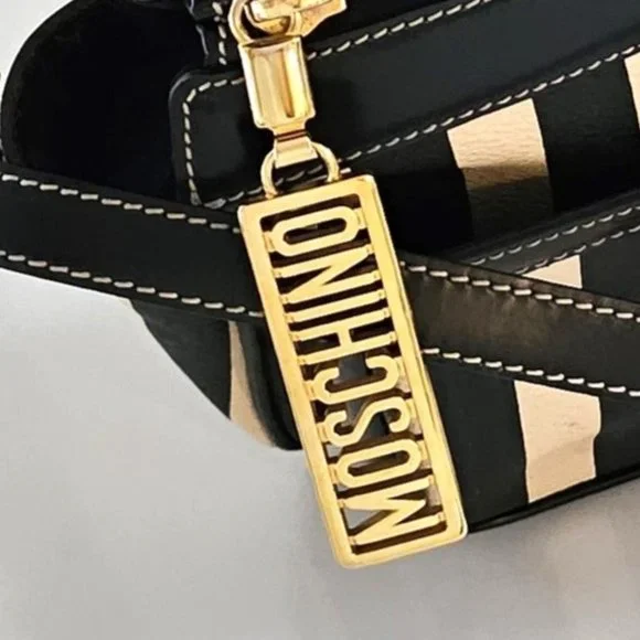 MOSCHINO Bag. Moschino by Redwall Vintage Cream & Black Striped Print - Picture 13 of 13